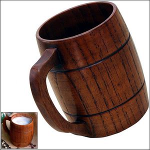 400ml 15oz Handmade Barrel Juice Beer Mugs Wooden Tea Cups Wood Mug Drink Durable Cup wa4026