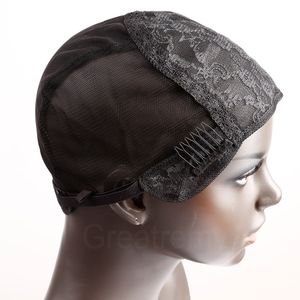 Greatremy Профессионального парик шапка для зарабатывания парика с Комбс и регулируемыми ремни Швейцарского шнурка черных Среднего размером