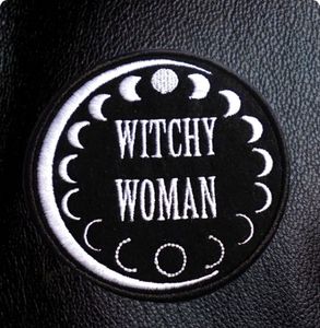 WITCHY WOMAN Самая крутая вышивка Lady Patch Iron On Patch Rock Punk Label SOCIETY Moon's Change Badge Hats Shirts Emblem Wholesale Free Ship