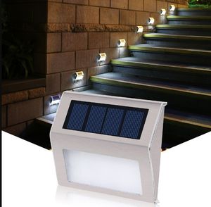 Good Quality Stainless Steel Outdoor Lighting 3LEDs solar lamp Garden Decorate Wall Lamp Step Light Sensor LED Solar Light LLFA
