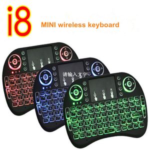 hot backlit i8 mini wireless keyboard with russian english hebrew spanish air mouse for android tv box pc laptop keyboards 10pcs lot