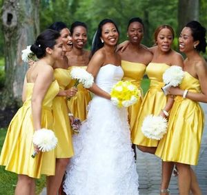 Ucuz Basit Özel Madekekne Uzunluğu Gelinlik Modelleri Straplez Kolsuz Genç Kız Parti Kıyafeti Düğün için Ucuz