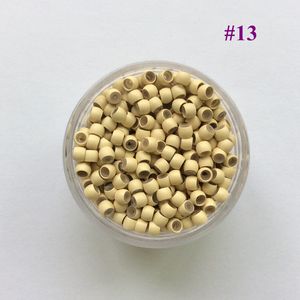 (1000 adet / Kavanoz) 13 # Sarışın 2.9x1.6x2.0mm Bakır Silikon Çizgili Nano Bağlantılar, Nano Boncuk Saç Uzantıları Için RingStubes