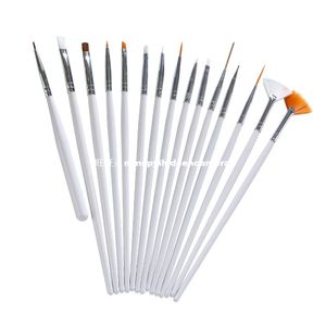 Оптовая 15PCS Nail ручки UV Gel Дизайн Живопись Art Brush Набор для салона маникюра DIY инструмент