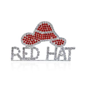 Toptan-Red Hat Society Bayanlar için Rhinestone Red Hat Tema Takı 