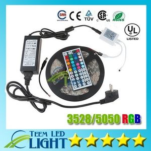 Su geçirmez aydınlatma 300Led SMD 3528 5050 RGB Esnek Led Şerit Işıklar 120 derece + 24key 44key IR Uzaktan + 12 V 2A 5A 6A Güç Kaynağı 505050