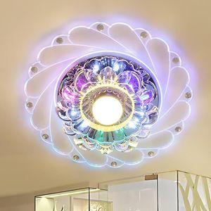 Yeni Gel Peacock Style Kristal Tavan Işıkları LED 3W Yuvarlak Koridor Aydınlatma Giriş Koridoru Sconce Işıkları Lamba Yüzey Montajı