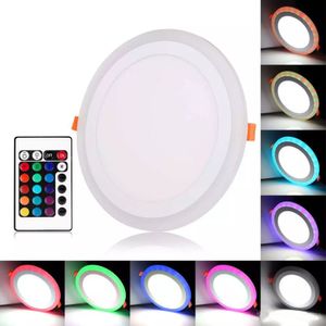 Yeni Akrilik Dim Renk Beyaz RGB Gömülü LED Panel Işık 6 W 9 W 18 W 24 W Downlight Uzaktan Kumanda Ile Gömme Işıklar Kapalı Aydınlatma