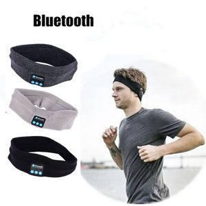 Örme unisex bluetooth kafa kablosuz müzik kulaklık cap açık spor yoga yumuşak kulaklık handfree iphone 7 cep telefonu için mic ile