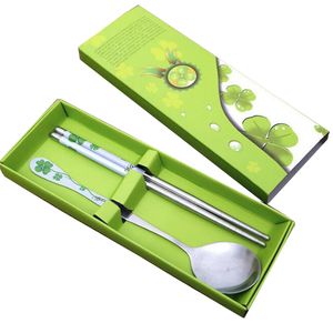 Wholesale- New Stainless Steel Chopsticks Spoon Suit Gift Box For Home Restaurant Hot Sale High Quality D55