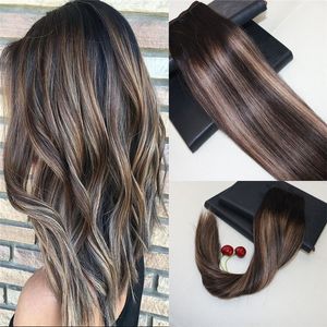 Balayage Farbe #2 Verblassen auf #27 Omber Haarscheuchen -Erweiterungen 100% Real Remy Human Hair Webe Slik Straight 8A Grad Haarscheuchen