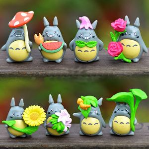 8 adet / takım Reçine Komşum Totoro Bahçe Süslemeleri Minyatürleri 2.6 * 3.5 cm Ev Bahçe Mikro Peyzaj Dekorasyon Japon Anime Rakamlar