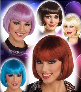 Moda BOB tarzı Kısa Parti Peruk Peruk 11 renk Cadılar Bayramı Noel BOB Kısa Parti Peruk kadınlar renkli saç peruk