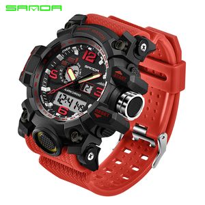 2017 New Fashion Sanda Brand Dual time Orologio sportivo digitale Impermeabile S-Shock Uomo Luxury Led Digital Chrono Relogio Masculino