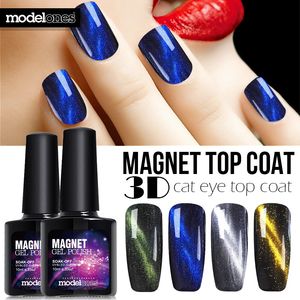 Wholesale- Modelones High Quality Cat Eyes Finish Gel Polish UV Top Coat Chameleon Magnet UV Nail Gel Polish Hot 4 Style Magnetic Top Coat