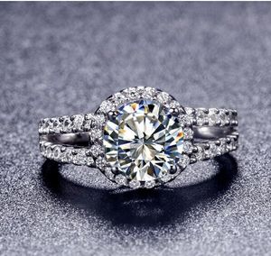 Neuer Stil, heißer Verkauf, vergoldet, 2 Karat, 8 mm, SONA, simulierter Diamant, Verlobungsring, Ring für Frauen, kostenloser Versand