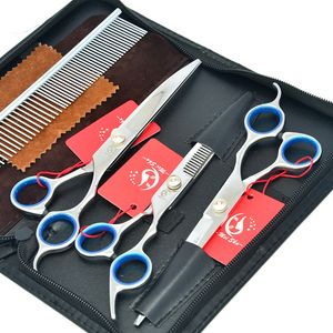 7.0Inch Meisha Pet Clippers Straight & Curved & Thinning Scissors with Comb Professional Pet Dog Grooming Scissors Kits Set .HB0063