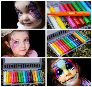 16 Renkler Yüz Boyama Kalemler Ekleme Yapısı Yüz Boya Crayon Noel Cadılar Bayramı Vücut Boyama Kalem Sopa Çocuklar için Parti Makyaj