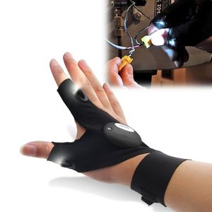 Kostenloser Versand Outdoor Angeln Magic Strap Handschuh Ohne Finger LED Taschenlampe Abdeckung Überleben Camping Wandern Rettungs Werkzeug