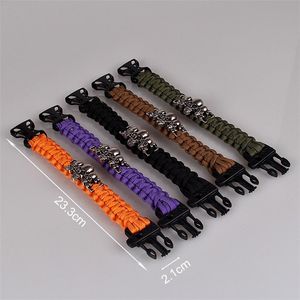 Paracord Bileklik Dekorasyon Survival Bilezikler Paracord Bilezik Yürüyüş Kamp Seyahat Açık Havada Dişli Halat 23 cm Kafatası