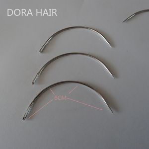 Wholesale-1 bag 144pcs 6CM C Shape Curved Needles Threader Sewing Weaving Needles for Human Hair Extension Weft Weaving