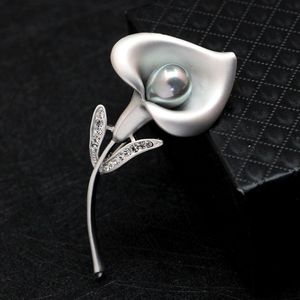 Gümüş Altın Trompet Çiçek Broşlar Pin İnci Rhinestone Corsages Eşarp Klipler Buket Düğün Broş Hip Hop Takı