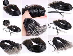 500шт черный кожаный шнур ожерелье с карабинчиком подвески ювелирные изделия DIY 2 мм / 1.5 мм