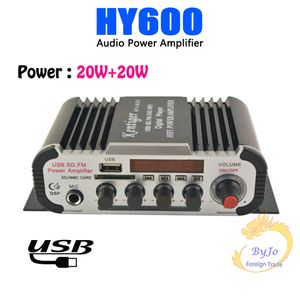 HY600 мини усилитель автомобиля усилитель автомобиля 20W + 20W FM Audio Mic MP3 динамик стереосистемный усилитель для мотоцикла дома