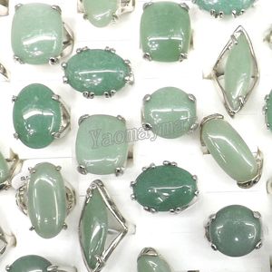 50pcs/lote Big Natural Light Green Jade Aventurine Rings Semipreciosos Anéis de Pedra Factory Preço Frete grátis