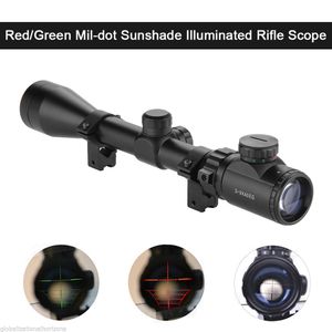 3-9x40 EG KırmızıYeşil Işıklı Havalı Tüfek Optik Sniper Kapsam Sight w / Çifti Dağı