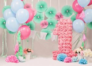 7x5ft ребенок 1-й день рождения Фотографии фона цветы воздушные шары милый новорожденный детский душ фон для фото студия