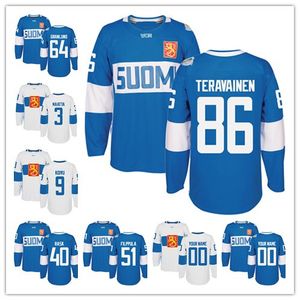 Finlândia 2016 World Cup of WCH Hockey Jerseys 9 Mikko Koivu 86 Teuvo Teravainen 3 Olli Maatta 40 Tuukka Rask 35 Pekka Rinne 64 Granlund