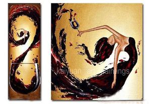 Ручная роспись абстрактной живописи маслом на холсте летающие танцующие девушки рисуют краски для украшения дома стены комбинированные две картины