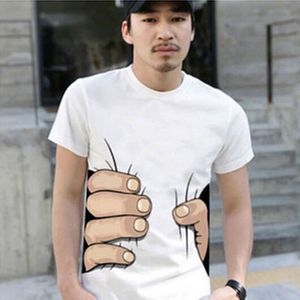 Moda Mens Clothing O-G-Golas Mães Camisetas de Manga Curta Camisetas 3D Big Hand Camise