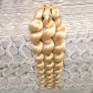 Gevşek dalga insan saç uzantıları sarışın insan saçı atkı 1 demetler krem ​​olmayan 100g 613 ağartıcı sarışın brezilya saç paketleri çift atkı