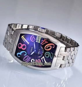 Novos CRAZY HOURS Color Figures 8880 CH Black Dial Automatic Mens Watch Pulseira de aço inoxidável Relógios novos de alta qualidade