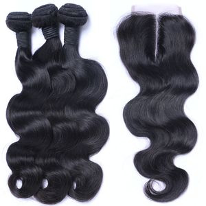 Бразильские волосы дешевые 8а волна тела с закрытием бразильская индийская перуанская камбоджийская 100% необработанная девственная плетение для волос.
