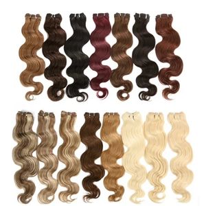 100 человеческих волос объемная волна бразильский уток волос # 1B черный # 18 коричневый # 27 светлый мягкий человеческий волос