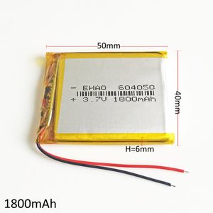 Model 604050 1800 mAh 3.7 V LiPo Lityum Li Polimer Şarj Edilebilir Pil DIY DVD PAD MID Cep telefonu GPS güç bankası Kamera E-kitaplar