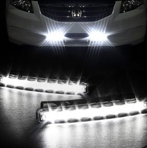 Aydınlatma Evrensel Beyaz Su Geçirmez 8 LED 12 V DRL Sürüş Gündüz Işıkları Kiti Tüm Gün Sis Işık Lambaları.
