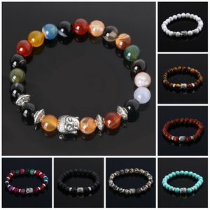 Pulseiras masculinas de luxo, joias de pedra natural, baratas, âncora, pulseira de Buda com contas para homens e mulheres, Buda, lava, chakra, pulseira