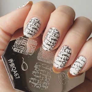 Toptan-Güzel Dudak Fincan Mektup Desen Nail Art Damga Damgalama Şablon Görüntü Plakası Manikür Seti QA67