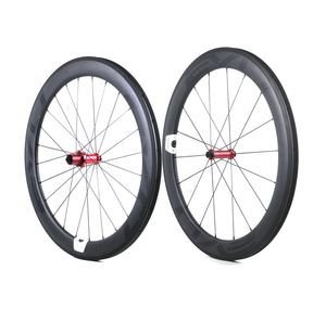 EVO carbon road bike wheels 60mm depth 25mm width full carbon clincher tubular wheelset with Straight Pull hubs Customizable LOGO