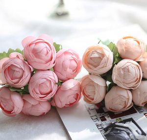 7 Kafaları Yapay Çiçek Sahte Yuvarlak Gül Buket Düğün Ev Partisi Için Yeni Yıl Dekoratif Şeker Renk G510