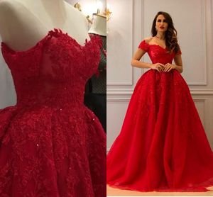 Kırmızı Lüks 2017 Satış Arapça Moda Balo Elbise Sevgiliye Boncuklu Balo Tül Abiye Özel Parti Abiye Dantel