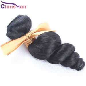 In vendita 1 pezzi peli a onde sciolte intrecciate di capelli umani vergini brasiliani bundle non elaborati estensioni di capelli ricci sciolti all'ingrosso 12-26 