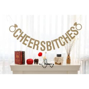 Gold Gliiter Cheers Bitches Banner Tavuk Partisi Dekorasyonu/ Bekarlığa Destek Partisi İşaret