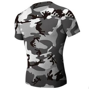 T-shirt attillata mimetica da caccia da uomo abbigliamento da palestra compressione camicia da combattimento tattica dell'esercito camo compressione fitness uomo abbigliamento sportivo all'aperto