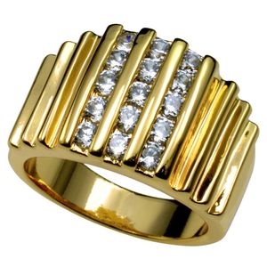 R117 SZ8-15 18 k Gold Filled Lab Diamante Grande Banda Homens Noivado anel de Casamento