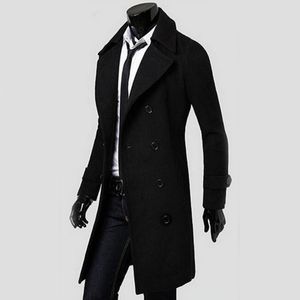 Venda por atacado moda trincheira casaco homens duplos botões Sobretudo masculino magro fit longa trincheira para homens outono sobretudo homens